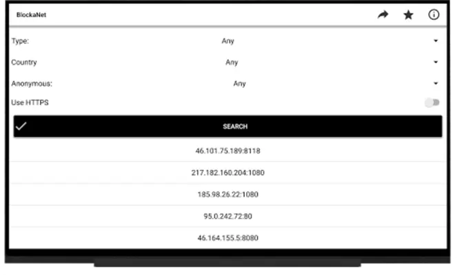 BlockaNet: Proxy list browser android App screenshot 0