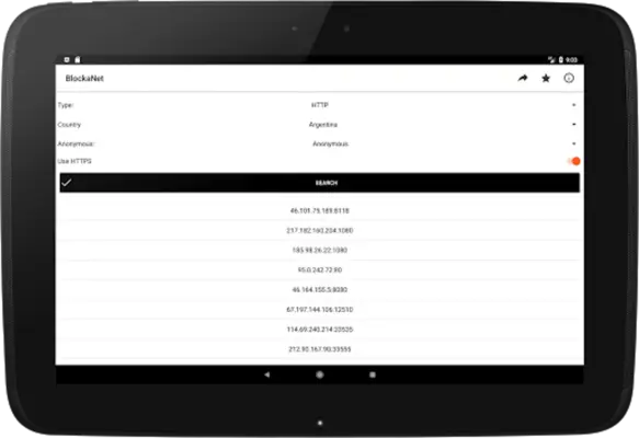 BlockaNet: Proxy list browser android App screenshot 1