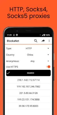 BlockaNet: Proxy list browser android App screenshot 4