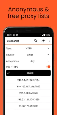 BlockaNet: Proxy list browser android App screenshot 6